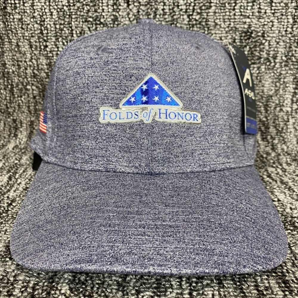 Ahead Golf Hat Mens Blue Heather Folds Of Honor Performance Strapback Cap NWT